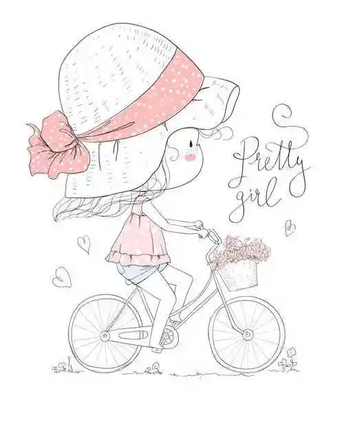 骑自行车的女孩骑自行车的老人(灯光下).骑自行车比赛简笔画图片