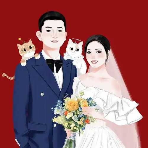 q版手绘头像定制卡通人物设计漫画diy情侣结婚照请帖婚礼请柬插画淘宝