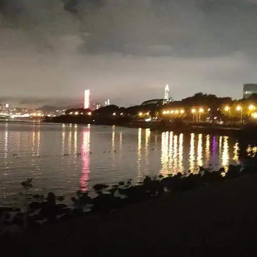 夜晚的城市海边风景