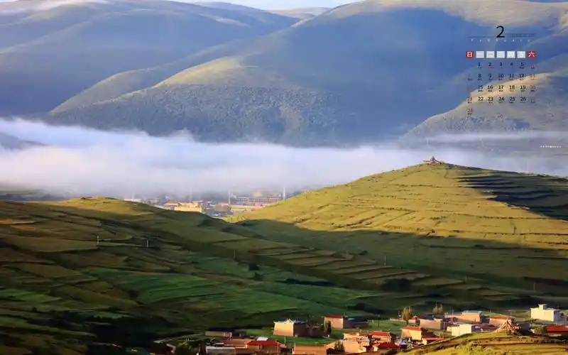 2021年2月清新唯美自然风光日历,月历壁纸-回车桌面