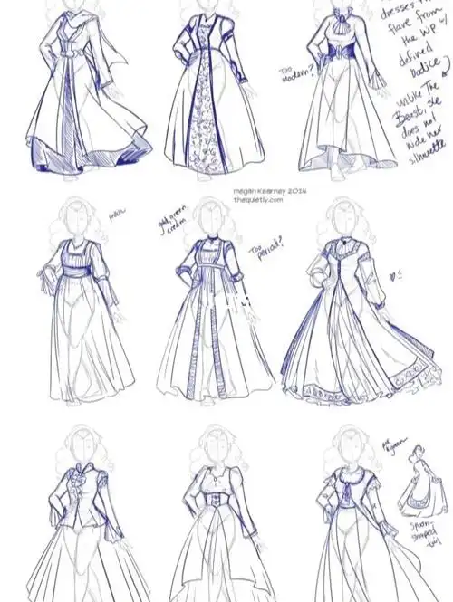 少女服饰造型和褶皱细节的处理_板绘_教程_服饰_裙子_绘画_仙女_每日