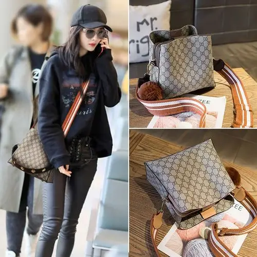 正品小ck纯皮水桶包2019百搭杨幂同款女包斜挎单肩包新款包包简约