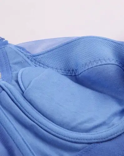 女款莹蓝色cd杯大码聚拢薄款软绵文胸