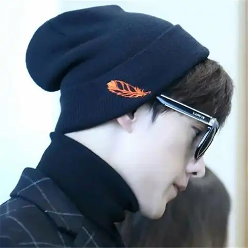 耳暖男 学生_杨洋同款羽毛毛线针织帽子韩版潮男女休闲百搭保暖护耳套