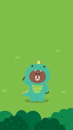 绿色布朗熊可爱line壁纸哟@小白不小也不白