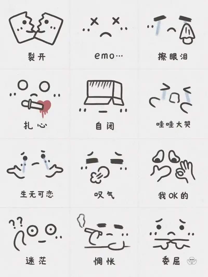 78可可爱爱的emo小表情.生活不易,允许丧气026992超级 - 抖音