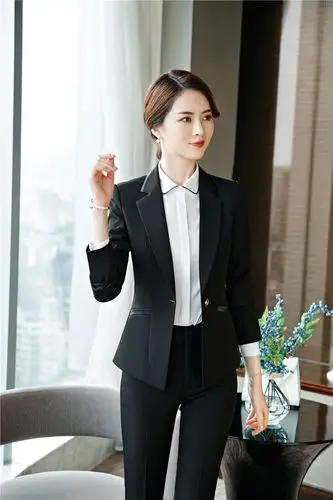 yls1419秋冬职业套装女销售职场白领长袖西装女行政正装/一件代发