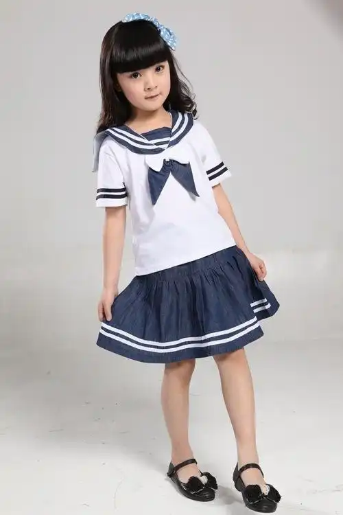 夏季小学生女童校服 中小童海军风韩版制服套装