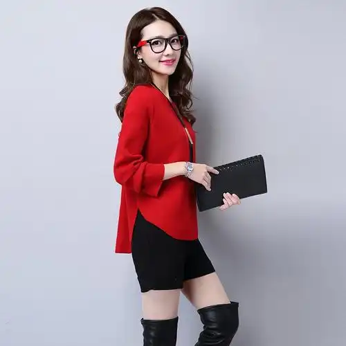 大红色上衣女士毛衣新款2021虎年爆款过年衣服本命年时尚女装洋气