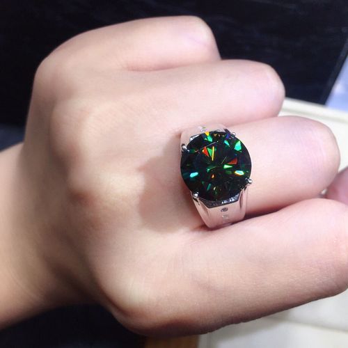 蓝绿色莫桑钻戒指主石8克拉vvs净度八心八箭925银活口支持检测