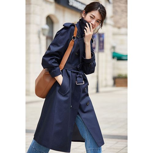 风衣女2021年秋冬新款气质中长款英伦棉质休闲女士风衣外套高档