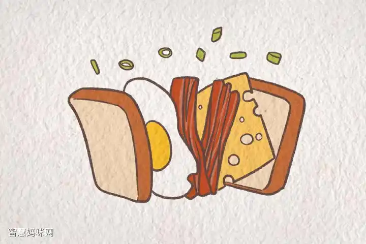 三明治简笔画画法步骤