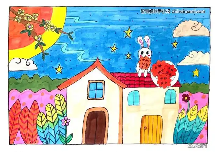 一等奖 4张中秋节儿童画绘画 _中秋节儿童画