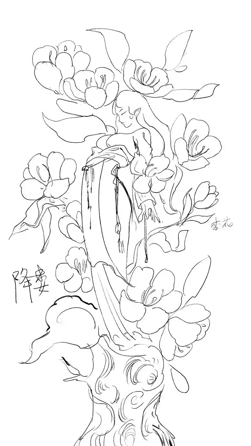 春天物语:《桃花》 黑白背景哪个好看?##绘画##板绘##古 - 抖音