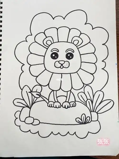 创意儿童画  #简笔画  #临摹  适合小朋友们的一幅简单的狮子画,附