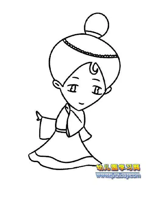 教程华丽的汉服简笔画教程幼儿简笔画穿古装的新娘中式结婚礼服简笔画