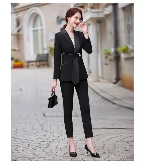 主持人正装女播音艺考演讲比赛服装白色西装裙气质职业装套装套裤