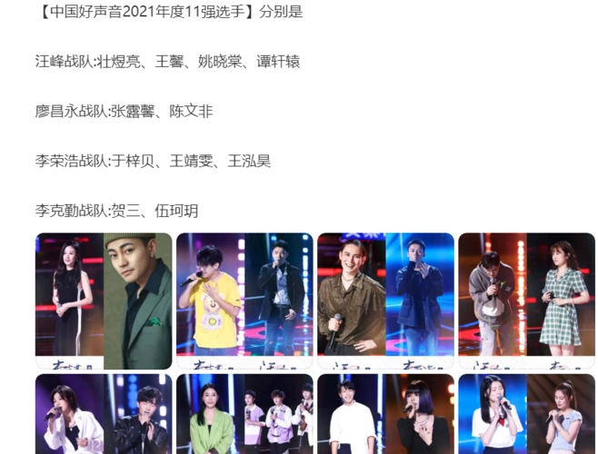 好声音11强出炉汪峰战队占4人李克勤仅剩伍珂玥贺三两人