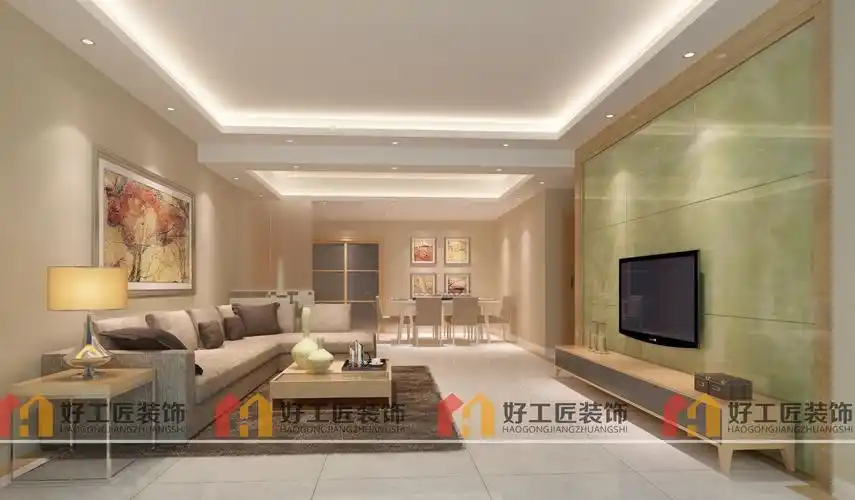 三室两厅现代简约客厅_翠亨装修效果图