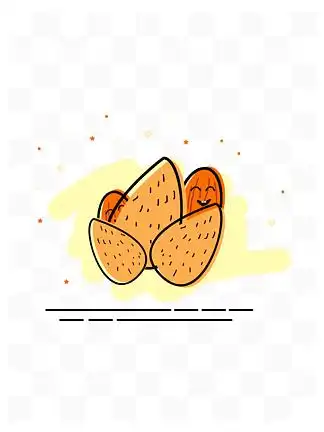 暖色调夏日巴旦木坚果扁平化图案卡通坚果矢量图