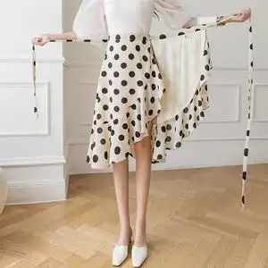 00lujunda983淘宝小波点雪纺春夏秋中长款半身裙女2024高腰裙子a字