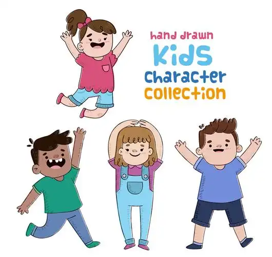 4款快乐儿童设计矢量素材_矢量人物_懒人图库