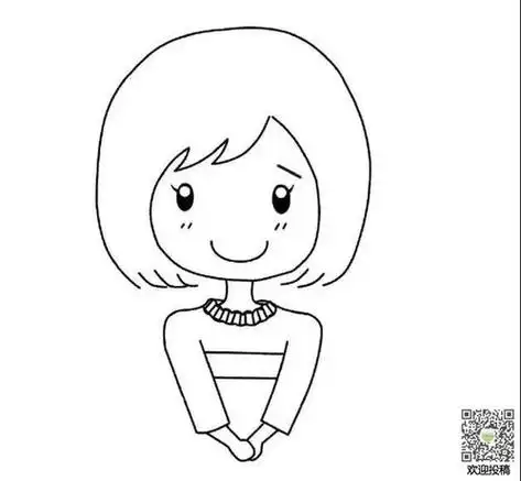 短发女孩简笔画齐耳短发女孩简笔画