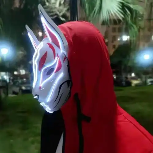 蒙面唱将面具 蒙面唱将同款面具堡垒之夜天狐发光led狐狸面具抖音同款