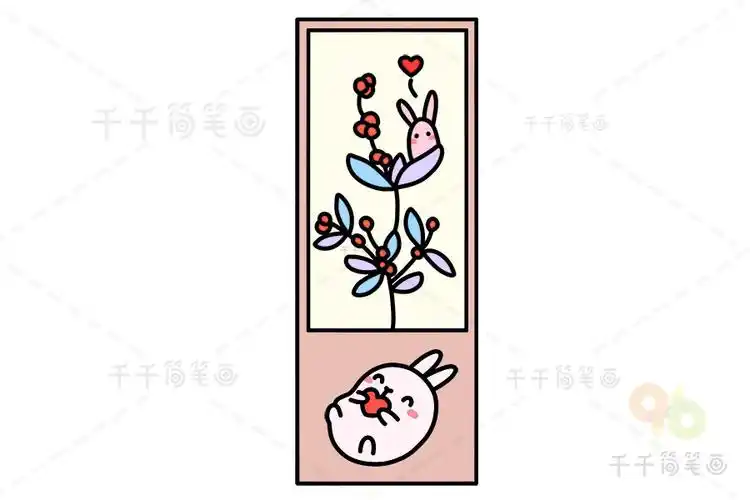 可爱小兔书签简笔画