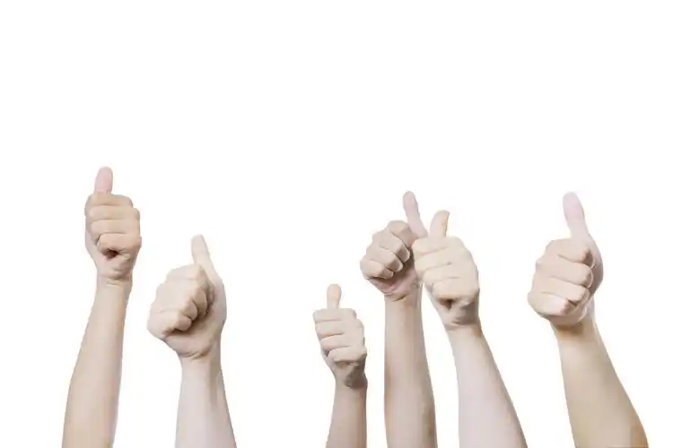 白底手势人物手势大拇指赞鼓励手势团结手势