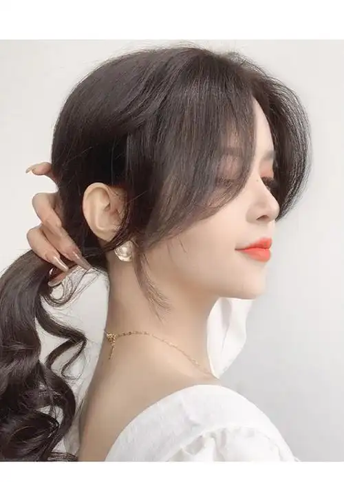 假刘海假发女真发自然隐形网红八字刘海遮高额头发际线真人假发片