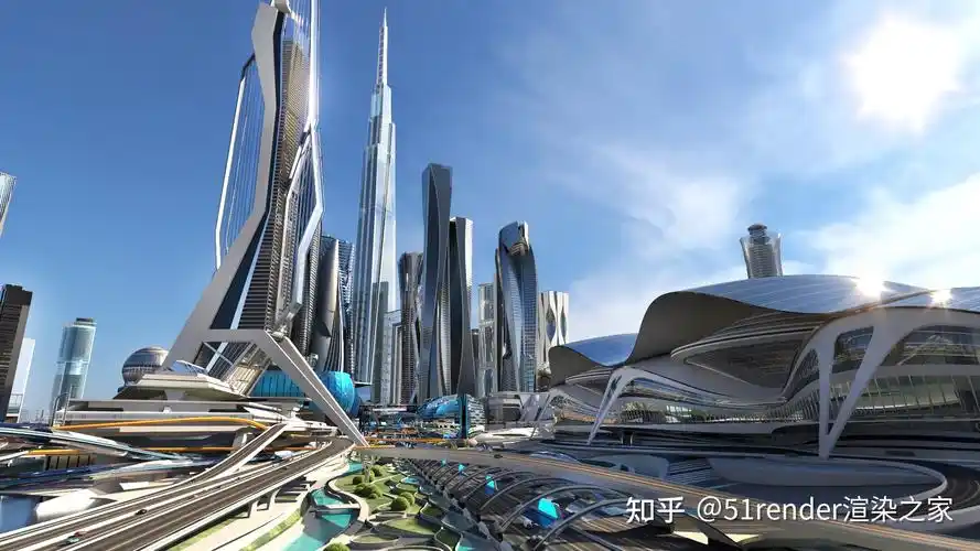 未来城市赛博朋克 建筑 未来科技 元宇宙数字城市科技 科幻城市中央