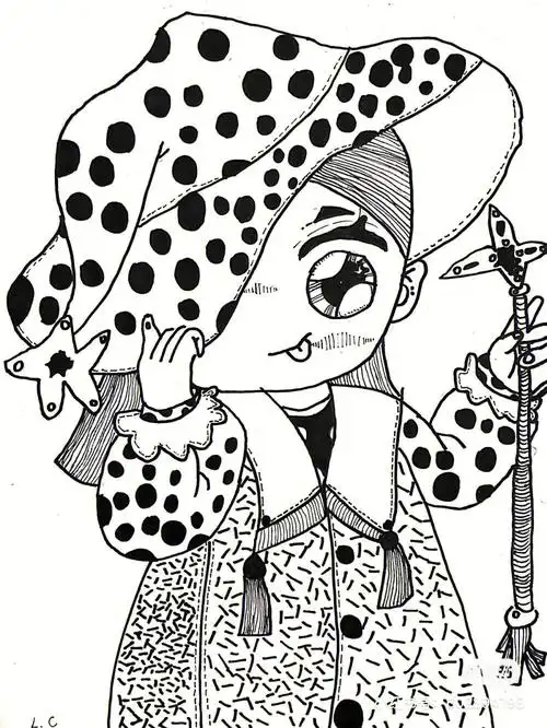 儿童黑白漫画素材