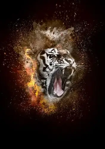 虎,火,烟