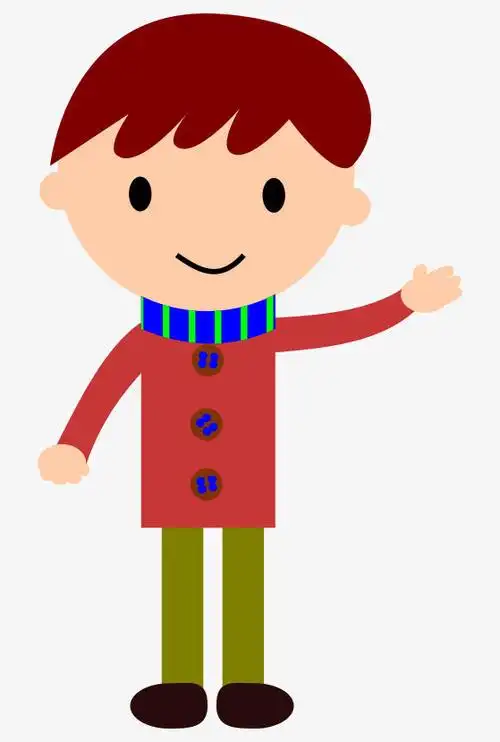 卡通小朋友挥手