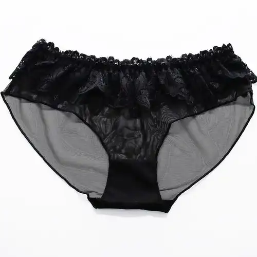 全透明内裤女性感超薄火辣诱惑中低腰网纱纯棉裆无痕女士三角短裤