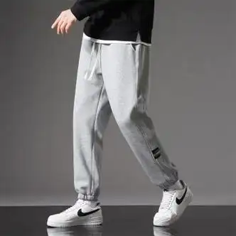 寕新款男学生跑步运动裤时尚潮流韩版宽松束脚裤百搭简特步浅灰色m