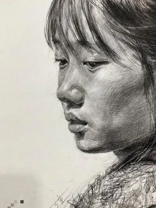 素描女青年侧脸步骤图