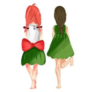 手绘卡通人物背影女孩