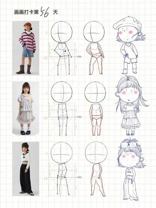 自学画画56100q版25身人物动态附步骤