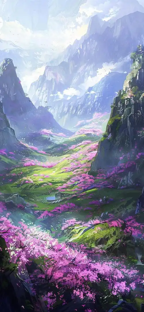 唯美场景 古风风景 插画壁纸#ai绘画