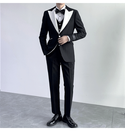 男士正装新郎结婚礼服塔士多主持人演出燕尾服伴郎小西装黑色单件外套