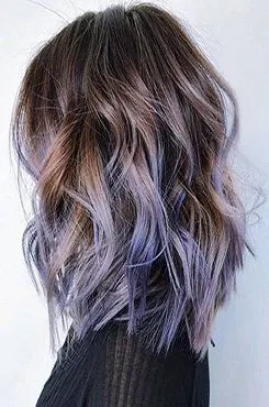 挑染蓝紫色头发图片