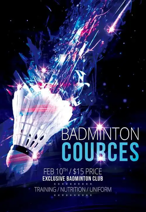 酷炫的羽毛球课程活动广告海报模版免费下载[psd]