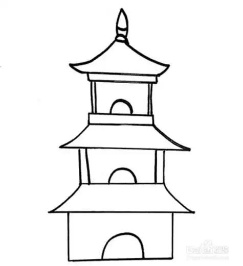 家乡的古建筑简笔画