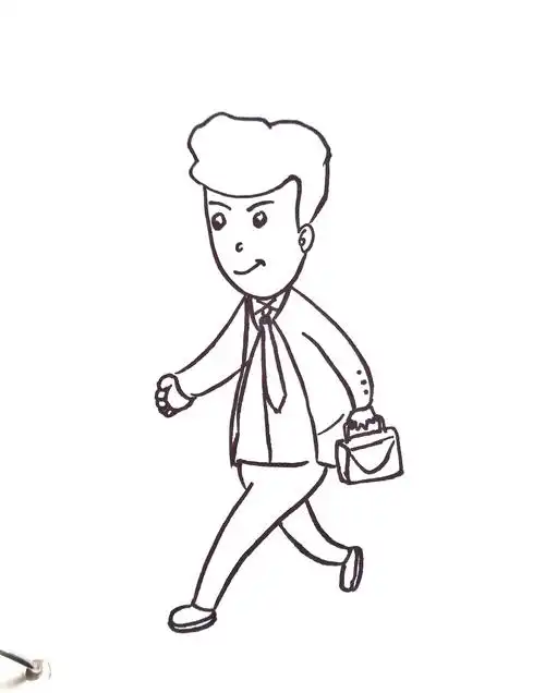 简笔画人物系列:手抄报素材去上班的叔叔