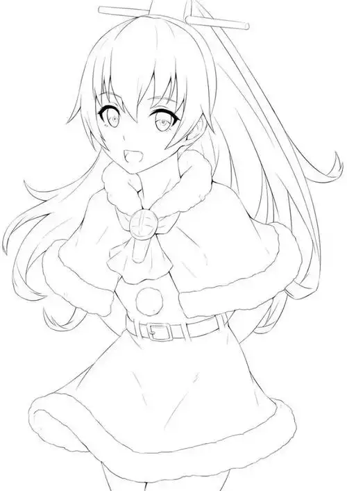 简单动漫线稿图,超清晰的线条控制不住想临摹