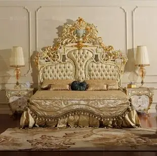 欧式意大利皇家宫廷风格美第奇古典雕刻雕花家具双人床1.8米1.5米