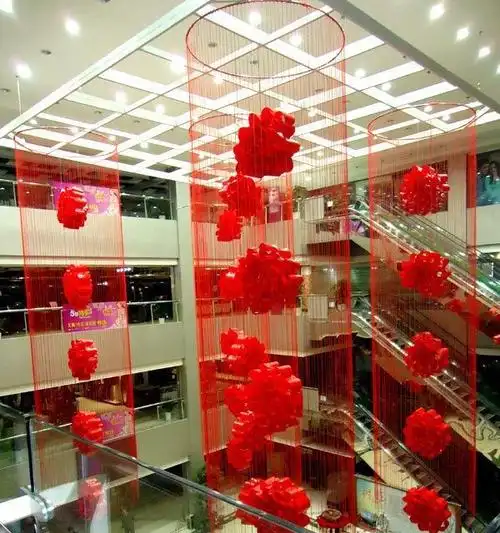 济南商场美陈 商场美装 中庭吊挂 挑空吊挂 挑空挂饰 红色系