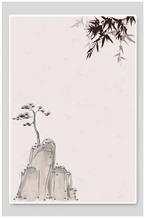 米黄清新中国风水墨插画矢量背景